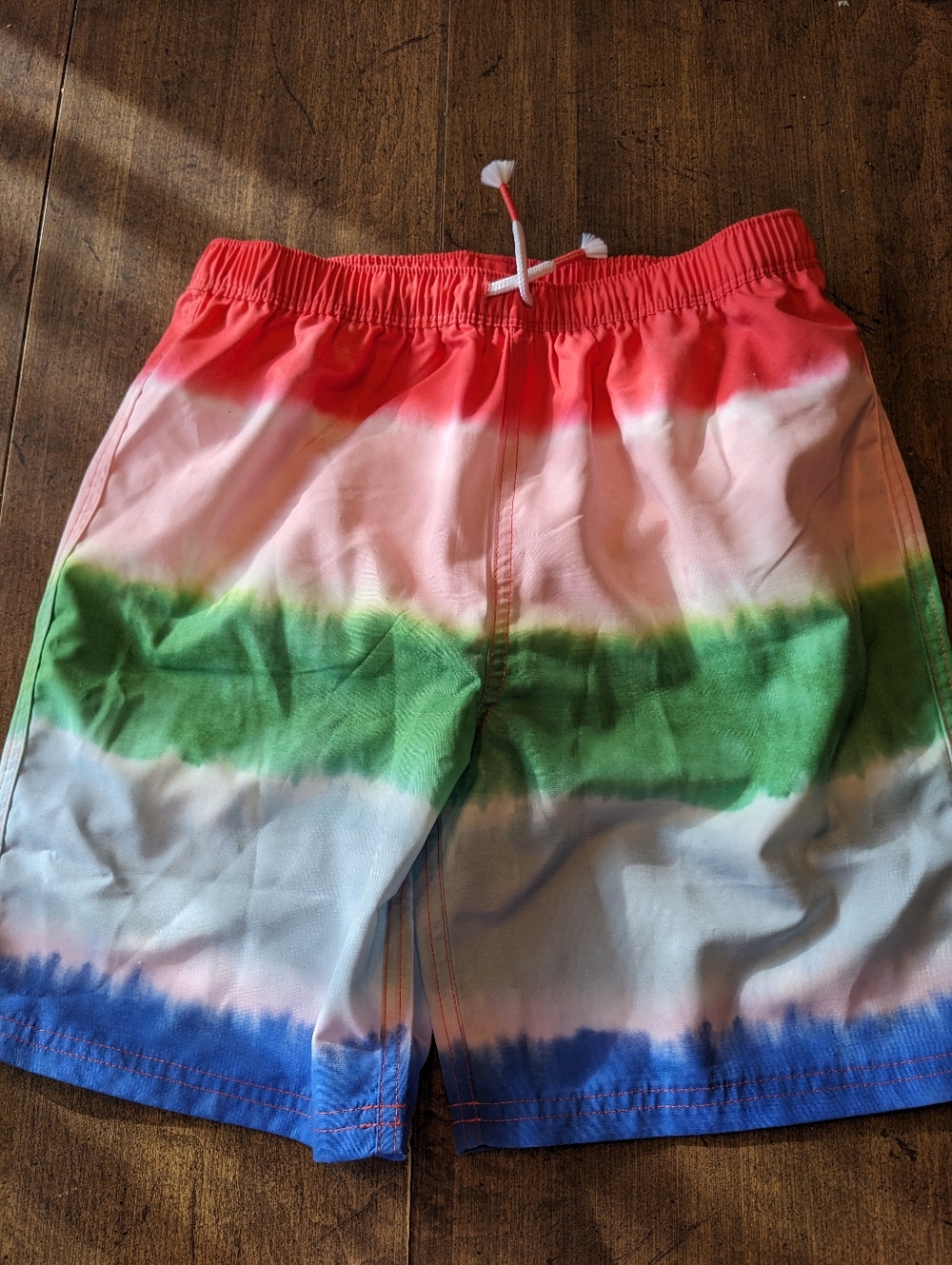 Mini Boden Colorblock Tie-Dye Swim Trunks Size 11-12